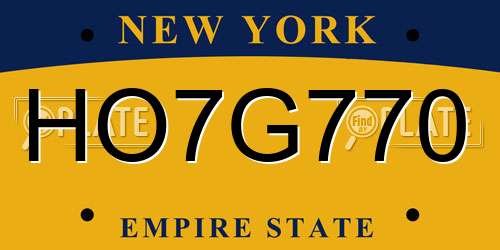 HO7G770 New York License Plate