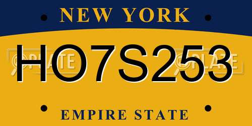 HO7S253 New York License Plate