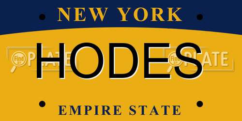 HODES New York License Plate