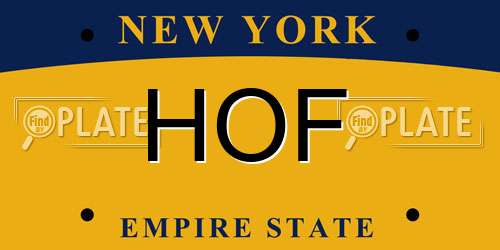 HOF New York License Plate