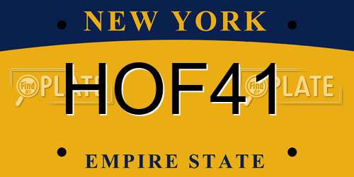 HOF41 New York License Plate