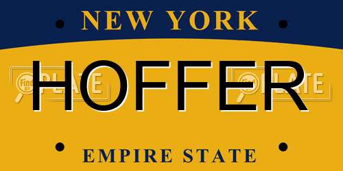 HOFFER New York License Plate