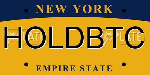HOLDBTC New York License Plate