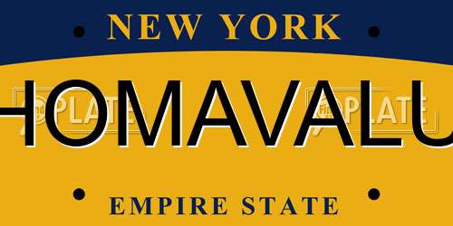HOMAVALU New York License Plate
