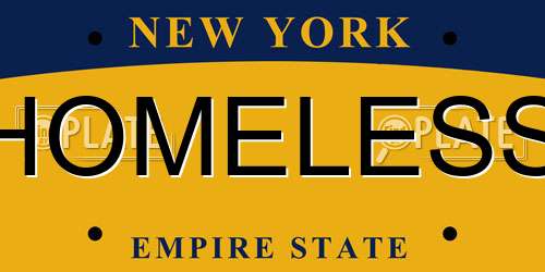 HOMELESS New York License Plate