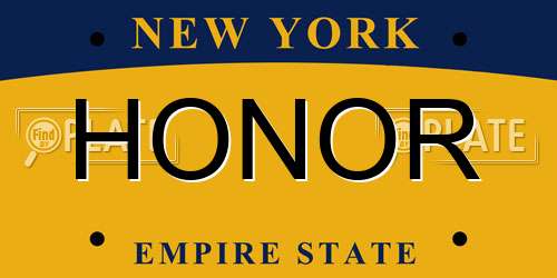 HONOR New York License Plate