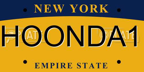 HOONDA1 New York License Plate