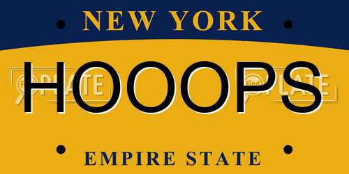 HOOOPS New York License Plate