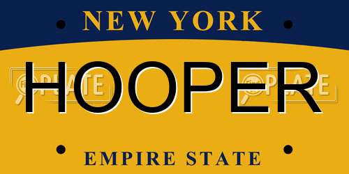 HOOPER New York License Plate