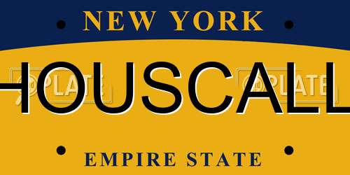 HOUSCALL New York License Plate