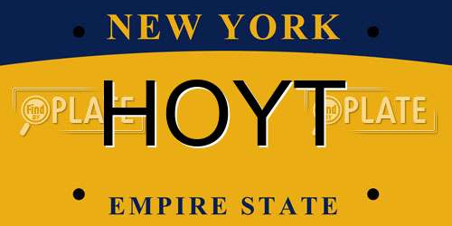 HOYT New York License Plate