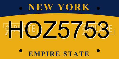 HOZ5753 New York License Plate