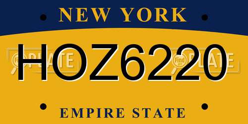HOZ6220 New York License Plate