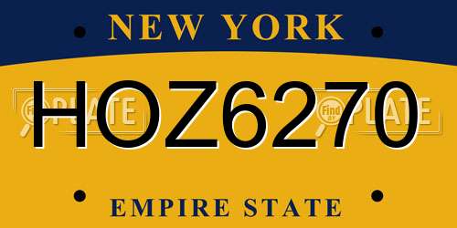 HOZ6270 New York License Plate