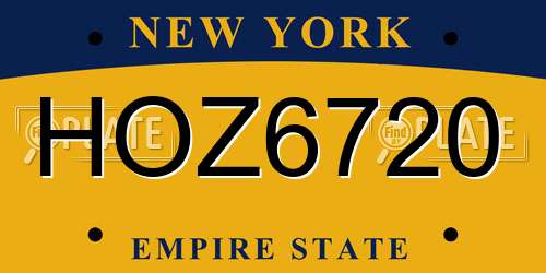 HOZ6720 New York License Plate