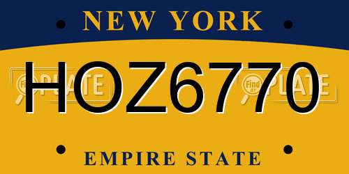 HOZ6770 New York License Plate
