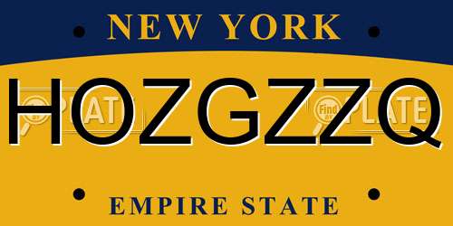 HOZGZZQ New York License Plate