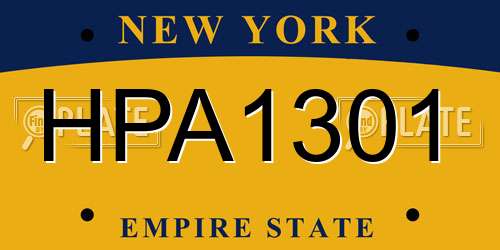 HPA1301 New York License Plate