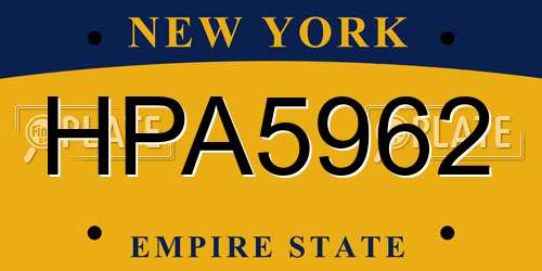 HPA5962 New York License Plate