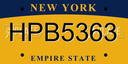 HPB5363 New York License Plate