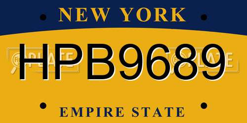 HPB9689 New York License Plate