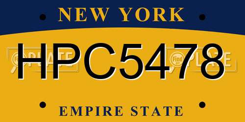 HPC5478 New York License Plate