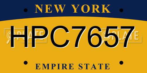 HPC7657 New York License Plate