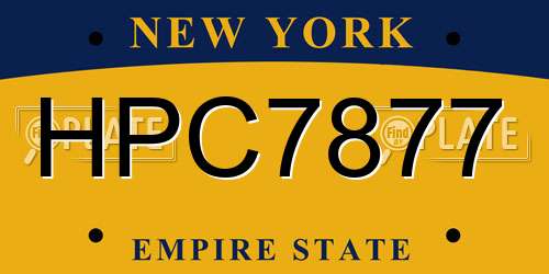 HPC7877 New York License Plate