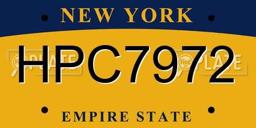 HPC7972 New York License Plate