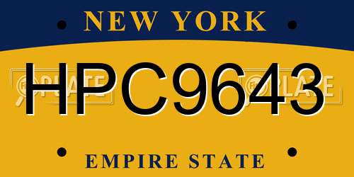HPC9643 New York License Plate