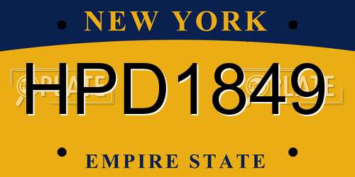 HPD1849 New York License Plate