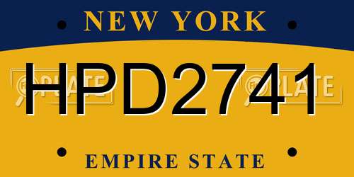 HPD2741 New York License Plate
