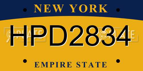 HPD2834 New York License Plate