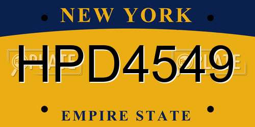 HPD4549 New York License Plate