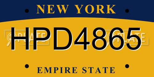 HPD4865 New York License Plate