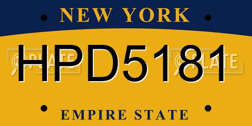 HPD5181 New York License Plate