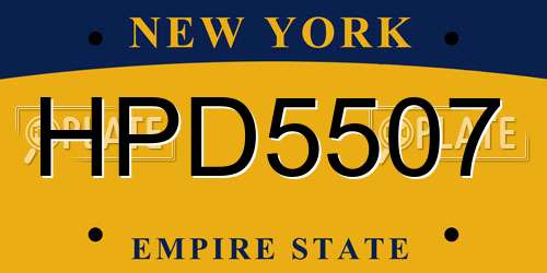 HPD5507 New York License Plate