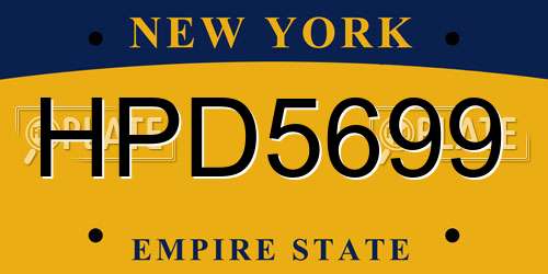 HPD5699 New York License Plate