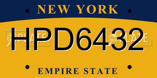 HPD6432 New York License Plate