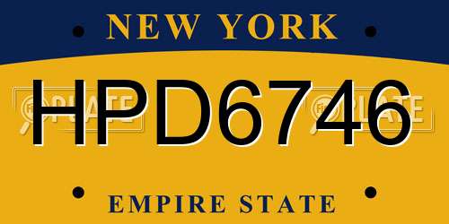 HPD6746 New York License Plate