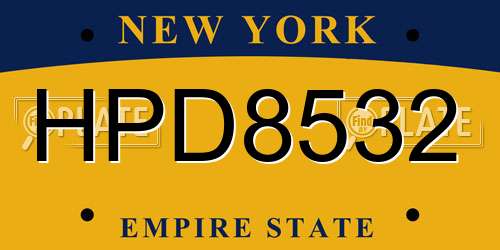 HPD8532 New York License Plate