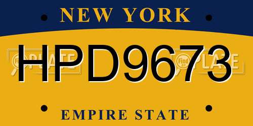 HPD9673 New York License Plate