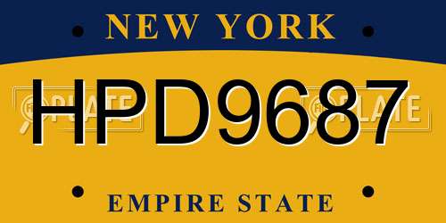 HPD9687 New York License Plate