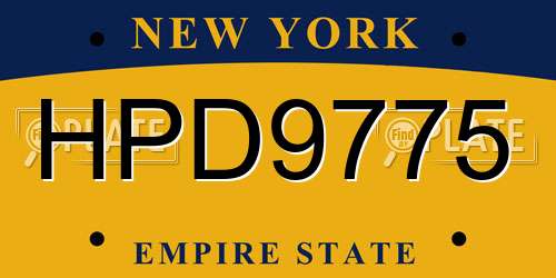 HPD9775 New York License Plate
