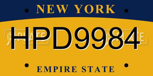 HPD9984 New York License Plate