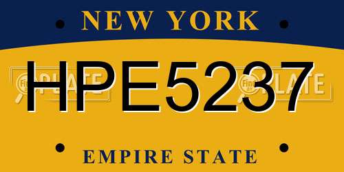 HPE5237 New York License Plate