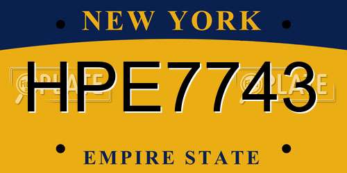 HPE7743 New York License Plate