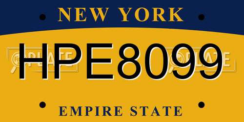 HPE8099 New York License Plate