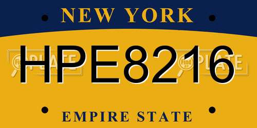 HPE8216 New York License Plate
