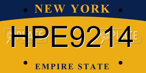 HPE9214 New York License Plate